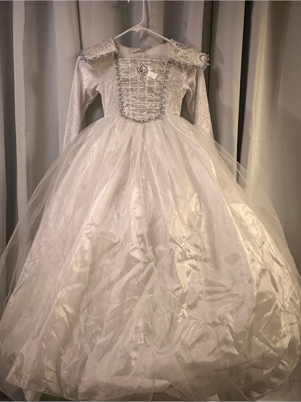 White Princess Ball Gown Costume for Kids - Elegant Tulle & Embellished Bodice